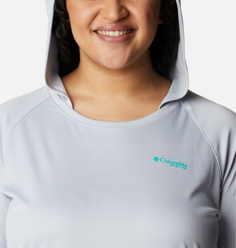 Women's Columbia PFG Tidal Tee Hoodie Light Grey | Plus Size CA-CL350